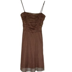 Swiss Dot Mesh Layered Brown Party Dress Sheer Net Dots Full Skirt Whimsygoth